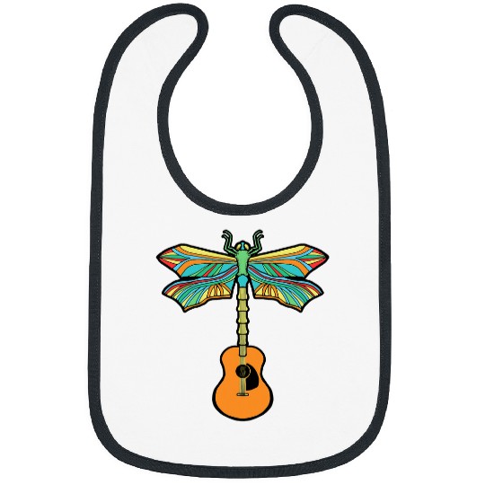 Funny Guitar Acoustic Guitar Artistic Dragonfly Music 2Musician Vitnage 22 Bibs