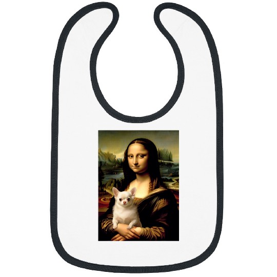 Chihuahua Pet Mona Lisa With Dog Funny Leonardo Da Vinci Chihuahua Art Bibs