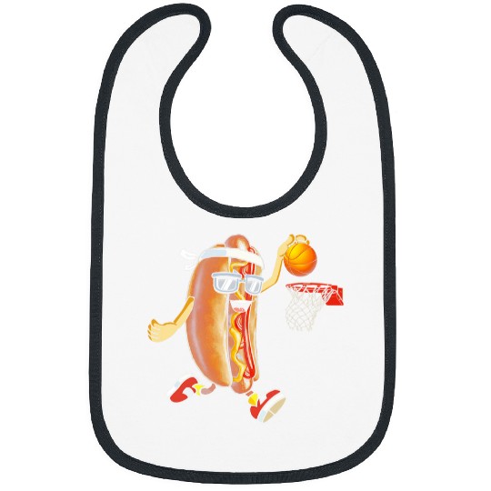 Sport Basketball Dunking Hotdog In Bread Roll Playing Basketball Sport Player Bibs