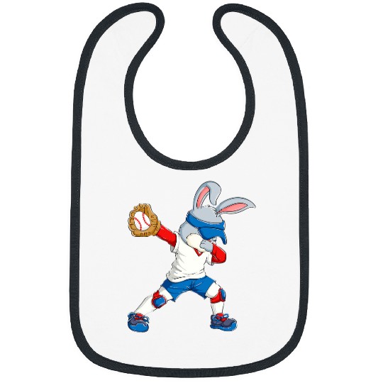 Sport Baseball Dabbings Bunny Easter Day Baseball Catcher Happy Easter Boys Bibs