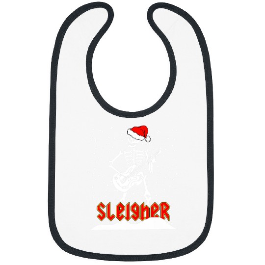 Funny Guitar Sleigher Skeletons Santa Playing Electric Guitar Christmas Skull Bibs