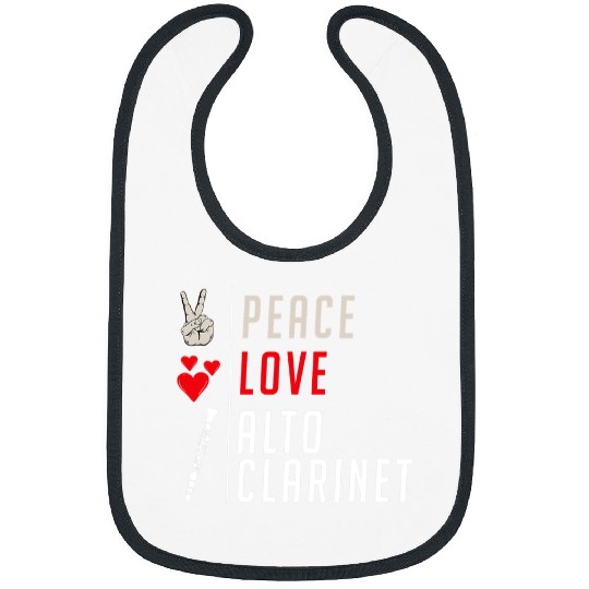 Funny Clarinet Peace Love Alto Clarinet Musical Instrument Clarinet Player Bibs