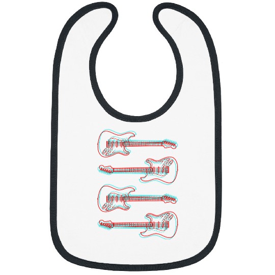 Funny Guitar 3D Strat Outline black 82 musician Guitarist Bibs