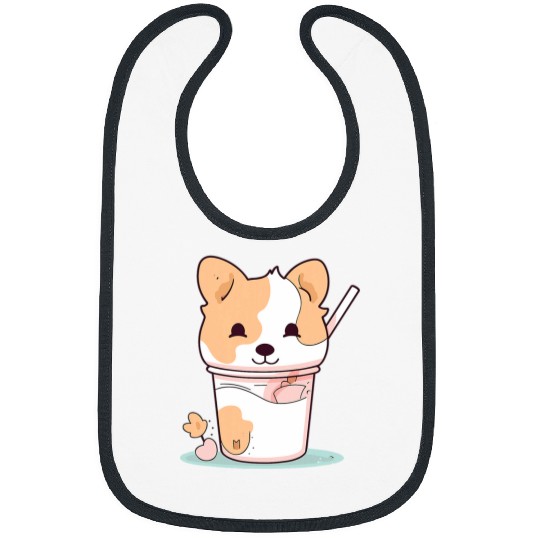 Corgi Pet Boba Milk Tea Corgi Bobas Welsh Dog Puppy Bubble Tea Kawaii 4 Bibs