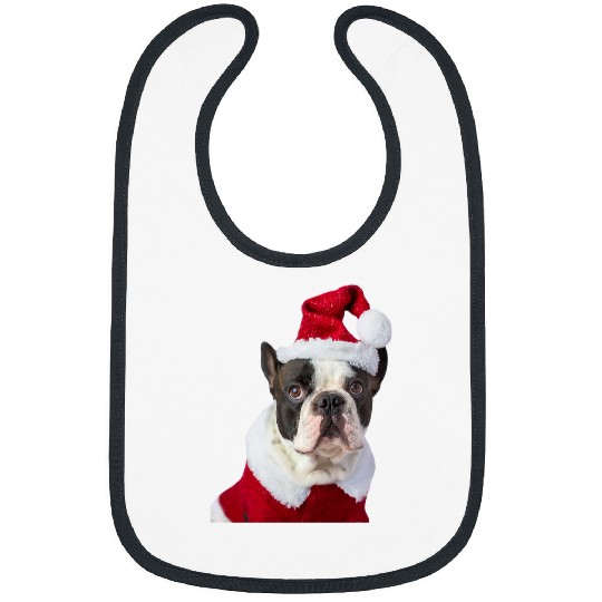 Boston Terrier Pet Santa Hat Image Christmas Cute Bibs