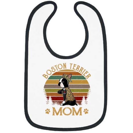 Boston Terrier Pet Womens Boston Terrier Mom Dog Lover I Love Mom Tattoo Mom Bibs