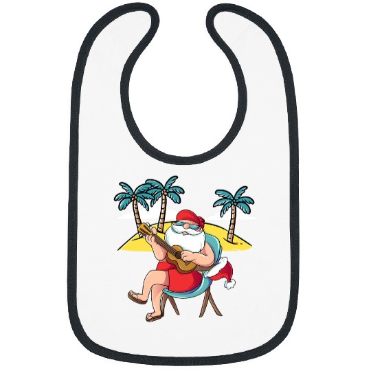 Funny Guitar Hawaiian Santa Claus Hawaian Guitar Christmas in July Guitarist Bibs