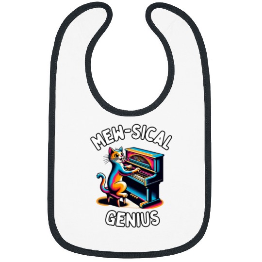 Funny Piano MewSical Genius 2Funny Piano Music Pun 2Cute Cat Bibs