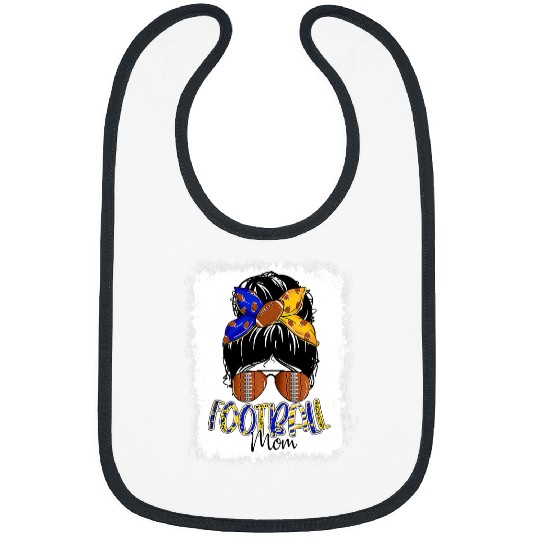 Sport American Football Bleached Football Mom Life With Leopard and Messy Bun Player Bibs