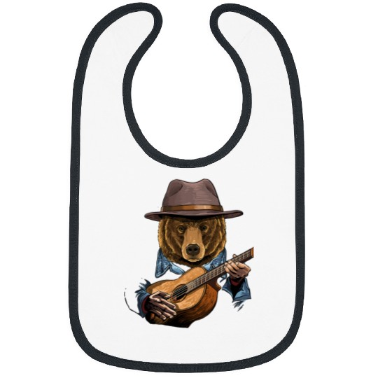 Funny Guitar Bear Acoustic Guitar Bear Guitar Player Animal Guitarist 267 Cute Bears Bibs