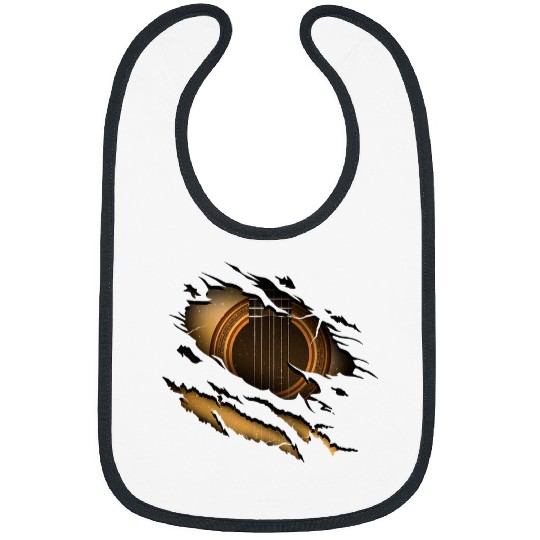 Funny Guitar Ripped design Guitar Heartbeat Rock Music Instrument design 99 Music Music Guitarist Bibs