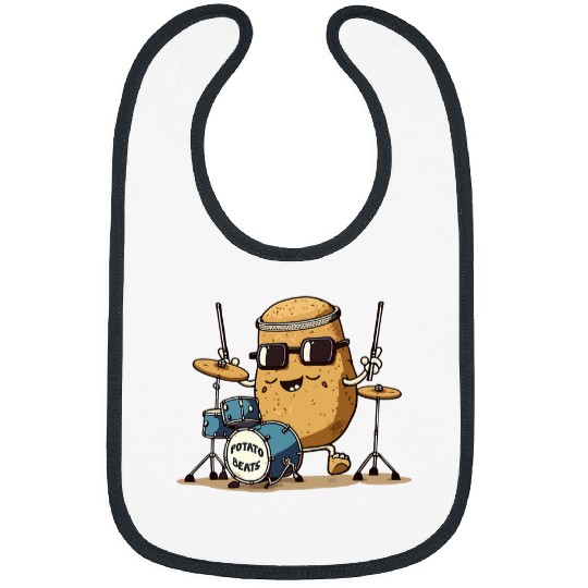 Funny Drummer Lacrosse Gift Funny Potato Lover Drummer Boy Tater Tots French Fries Bibs