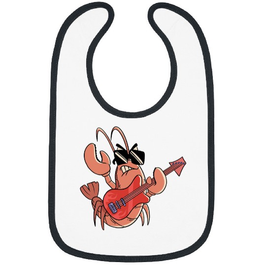 Funny Guitar Crawfishs Rock Guitar Lobster I Kids I Crawfish I Children Lobster Bibs