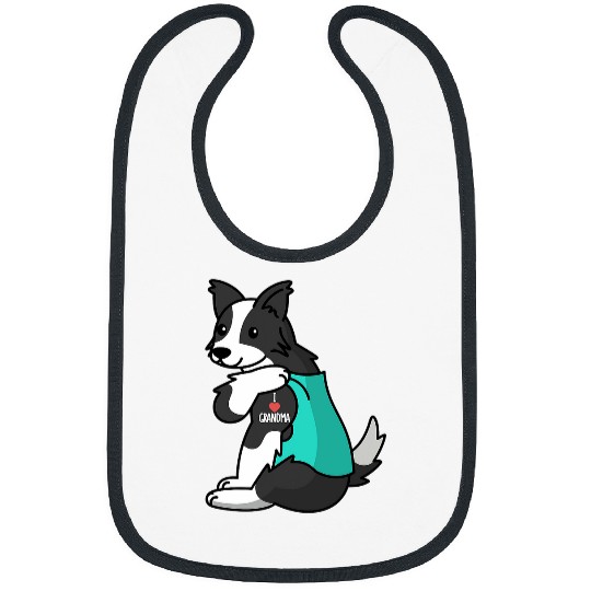 Border Collie Pet I Love Grandma Tattoo Border Collie Grandmother Bibs