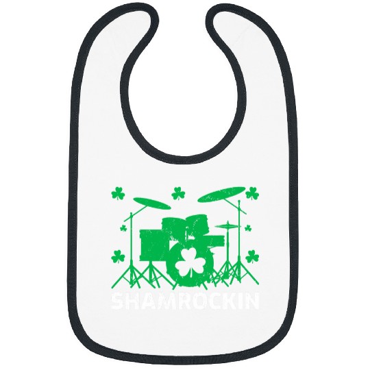 Funny Drummer s Music Lover Irish Shamrock Drum St. Patricks Day Bibs