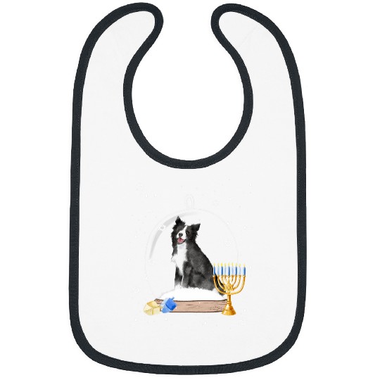 Border Collie Pet Hanukkah Border Collie Dog Snow Globe Pajama Bibs