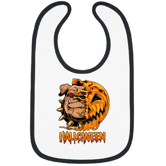 English Bulldog Pet Pumpkin Skeletons Scary Spooky Season 122 Bibs