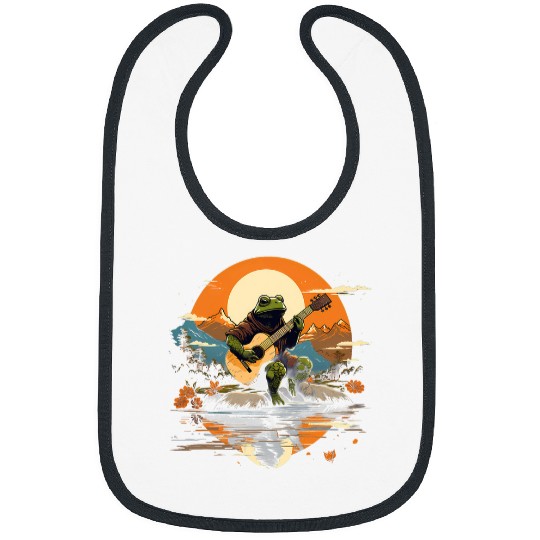 Funny Guitar Mountain Lake Acoustic Guitar Toad Bibs