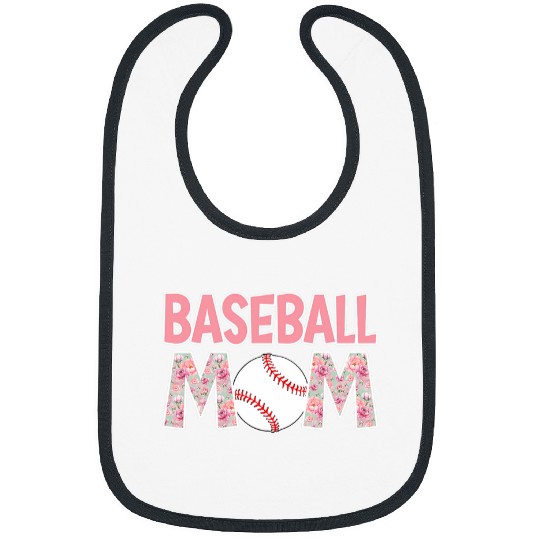 Sport Baseball Mom Pink Peony Flowers Softball Mom Mothers Day Bibs