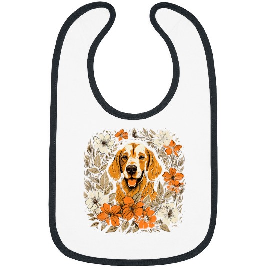 Golden Retriever Pet A Golden Retriever surrounded with Lilies illustration Bibs