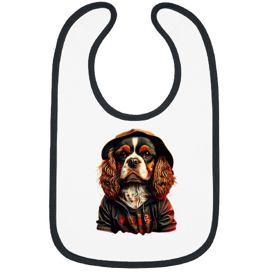 Cavalier Pet Funny Cavalier King Charles Spaniel Cute Rap Hip Hop RB 1 Bibs