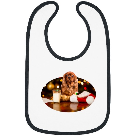 Cavalier Pet Santa Milk n Cookies Dog Cavalier King Charles Brown Bibs