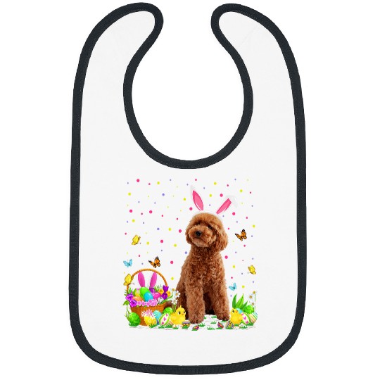 Funny Poodles Easter Egg Hunting Poodle Dog Easter Sunday Poodle dog Bibs