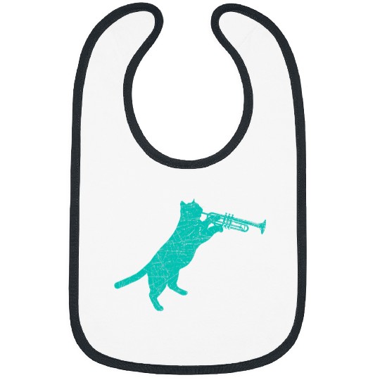 Funny Trumpet Lover Trumpeter Cat Musician Cute Animal Trumpet 6 Bibs