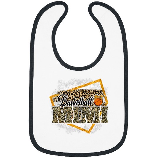 Funny Basketball Mimi Leopard Bleached Funny Family Mothers day Bibs
