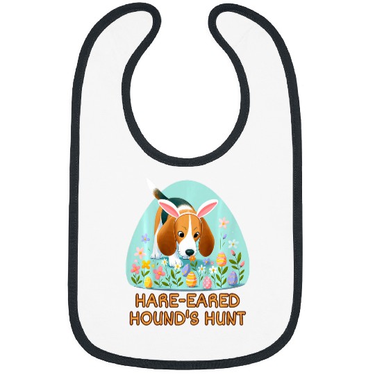 Beagle Pet Kids Beagle Bunny Egg Quest Spring Festive Celebration Bibs