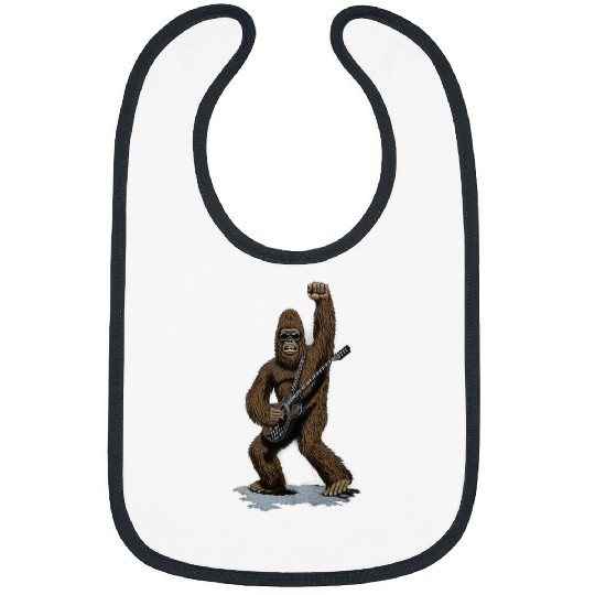 Funny Guitar Rock And Roll bigfoots Sasquatch Playing on guitar Sunglasses 1 Guitarist Bibs