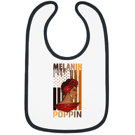 Black Queen African History Melanin American Flag Melanin Bibs