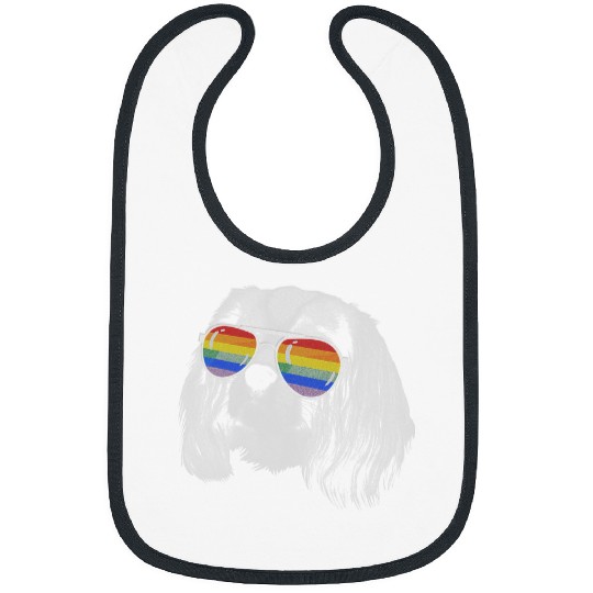 Cavalier Pet Pride Month Cavalier king Rainbow Flag Bibs