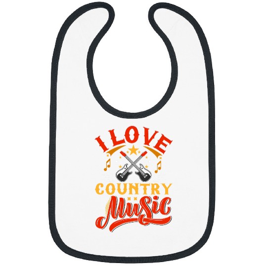 Funny Guitar I love country music design with guitars and musical notes Guitarist Bibs