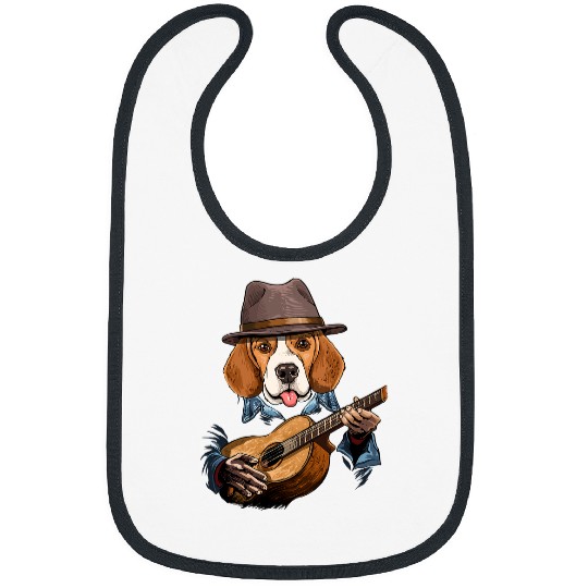 Funny Guitar Beagle Dog Playing Guitar Pet Beagle Dog Lover Guitar Player 457 Bibs