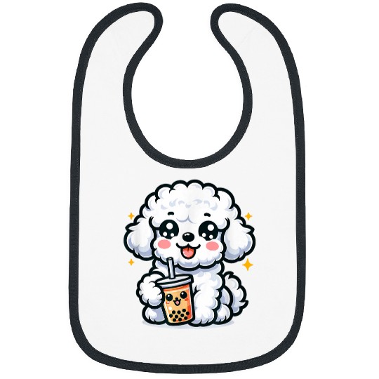Bichon Pet Cute Japanese Kawaii Chibi Bichon Frise Drinking Boba Tea Bibs