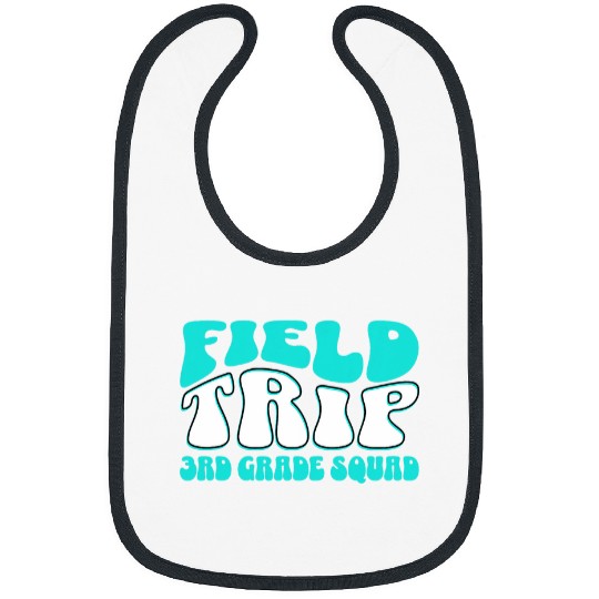 Field Trip Squad 3rd Grade Student Teacher Wavy Retro Groovy Bibs