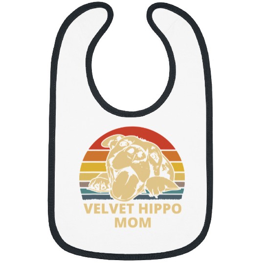 American Bulldog Pet Hippo Gift Bully Dog Velvet Hippo Mom I Love My Pit Retro Vintage Resting Pit 17 Bibs