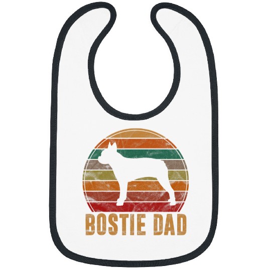 Boston Terrier Pet Retro Boston Terrier Dad Gift Dog Owner Pet Bostie Father Bibs