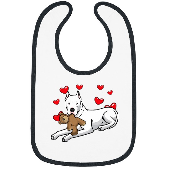 Dogo Argentino Pet Dog With Stuffed Animal And Hearts 1 Bibs