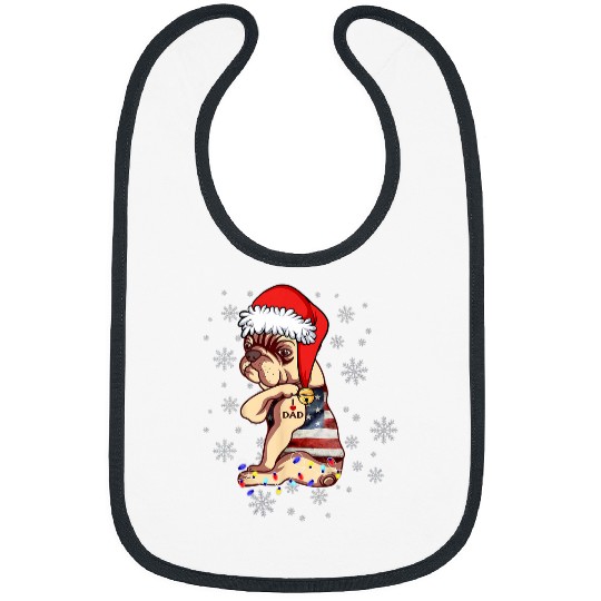 French Bulldog Pet Santa Claus Christmas Love Dad Tattoo Bibs