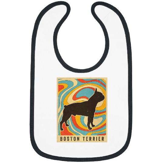 Boston Terrier Pet Retro Vintage Bibs