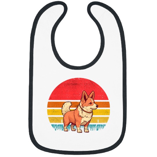 Corgi Pet Clear Red Corgi Sunset Retro Dog Vintage Design Mom Dad Kids Bibs