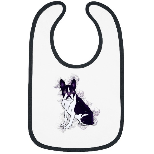 Boston Terrier Pet Water Splash Art Realistic Dog Bibs