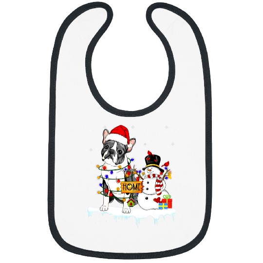 Boston Terrier Pet Ugly Christmas Boston Terrier Dog Christmas Snowman Xmas Bibs