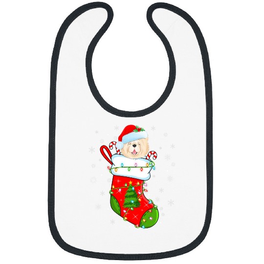 Chow Chow Pet In Christmas Socks Funny Santa Chow Chow Xmas Bibs