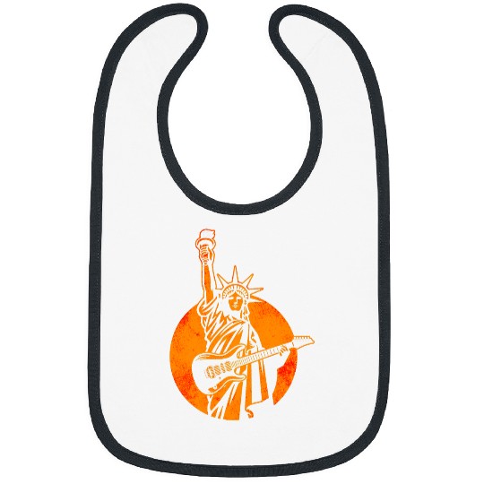 Funny Guitar Statue of Liberty Playing Electric Guitar Bass Rock Music 1 Guitarist Bibs