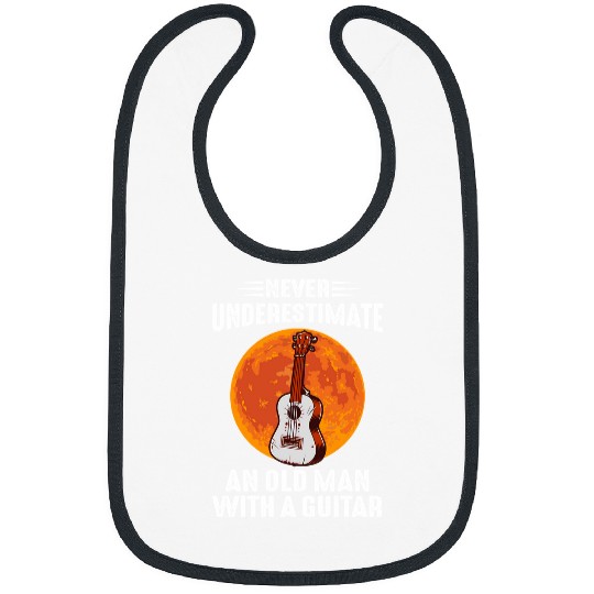 Funny Guitar Never Underestimate An Old Man With A Guitar Funny Guitar Red Moon Halloween 235 Bibs