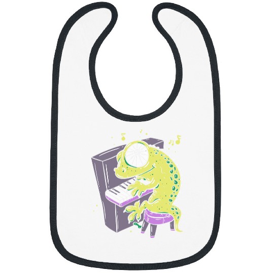 Funny Piano Music Lizard Reptile Playing Piano Amphibious Pet Bibs