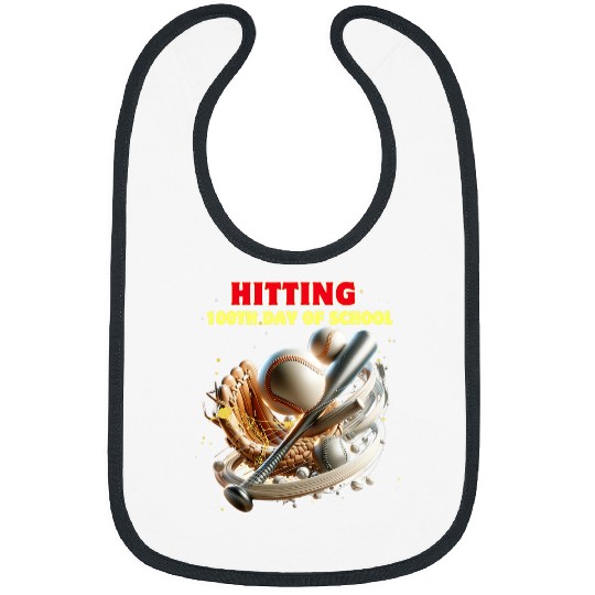 Sport Baseball 3D Hitting The 100th Day Of School Bibs